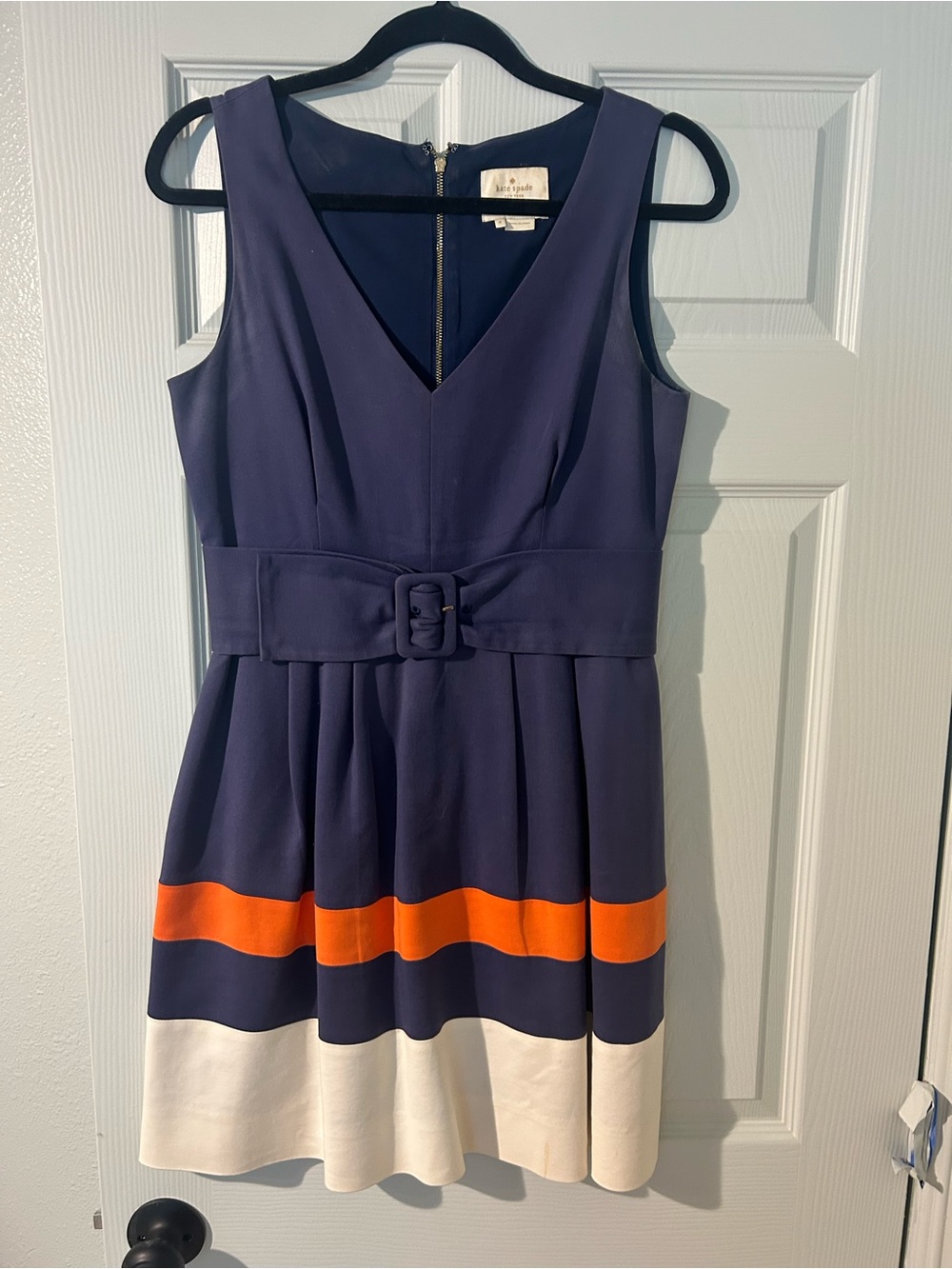 kate spade Navy Dress with Orange and White Bands